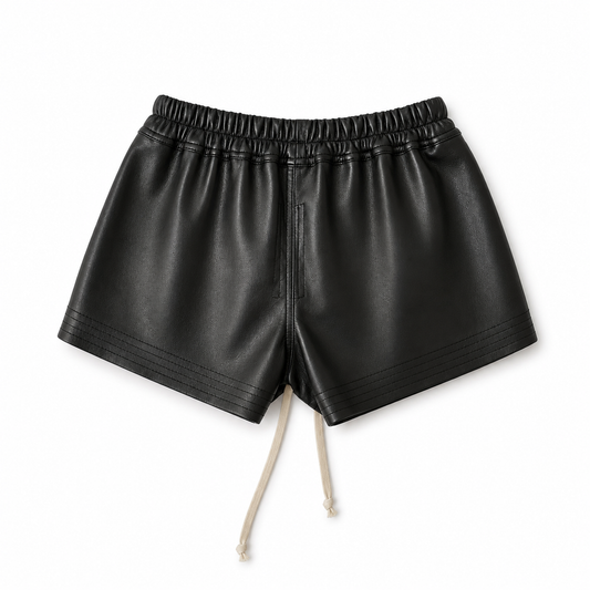 CONTRAST LEATHER SHORTS