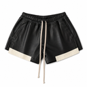 CONTRAST LEATHER SHORTS